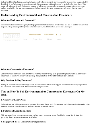 “Tips on How To Sell Environmental or Conservation Easements On My Own!”