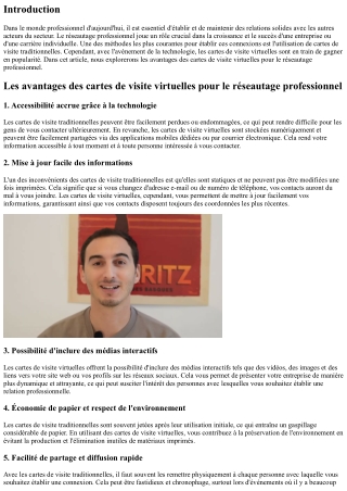 Les avantages des cartes de visite virtuelles pour le réseautage professionnel