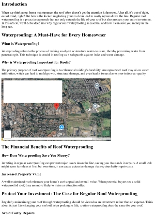 Protect Your Investment: The Case for Regular Roof Waterproofing