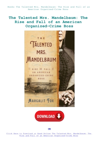Books The Talented Mrs. Mandelbaum The Rise and Fall of an American Organized-Crime Boss