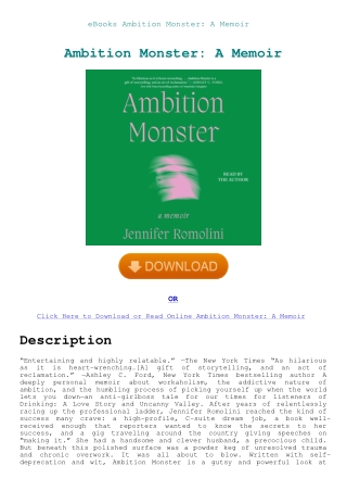 eBooks Ambition Monster A Memoir