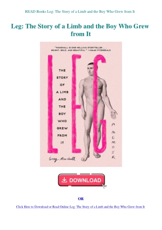 READ Books Leg The Story of a Limb and the Boy Who Grew from It