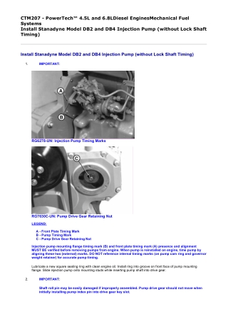 John Deere PowerTech 4.5L and 6.8L Diesel Engines Mechanical Fuel Systems Component Service Repair Manual Instant Downlo