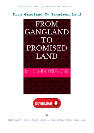 PDF Books From Gangland To Promised Land