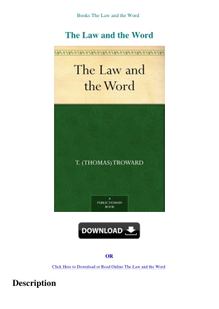 Books The Law and the Word