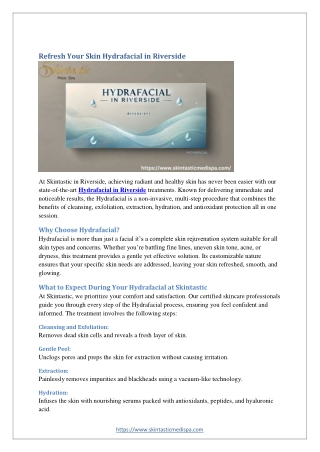 Refresh Your Skin Hydrafacial in Riverside