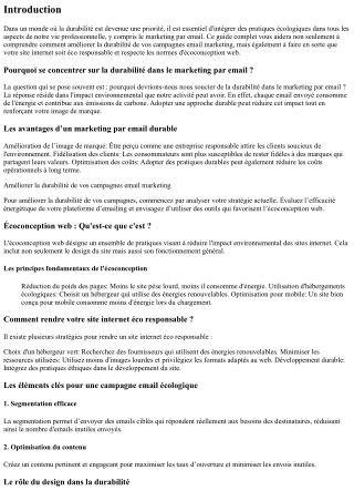 “Améliorer la durabilité de vos campagnes email marketing”