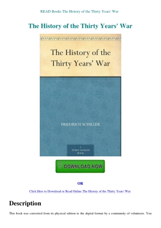 READ Books The History of the Thirty Years' War