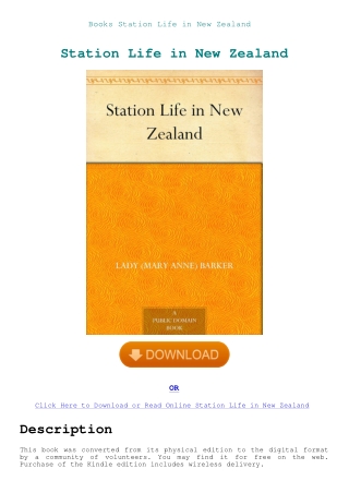 Books Station Life in New Zealand