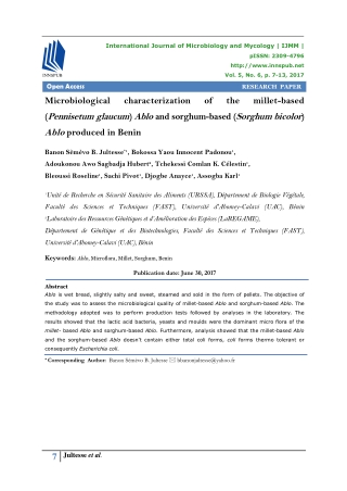 Microbiological characterization of the millet-based (Pennisetum glaucum) Ablo