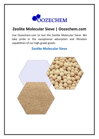 Zeolite Molecular Sieve Oozechem