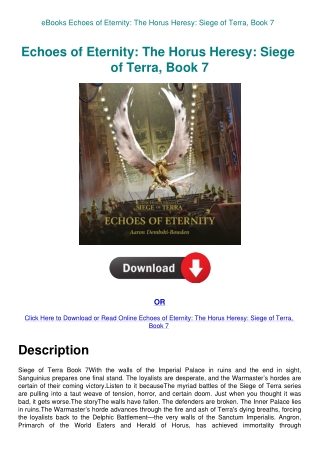 eBooks Echoes of Eternity The Horus Heresy Siege of Terra  Book 7