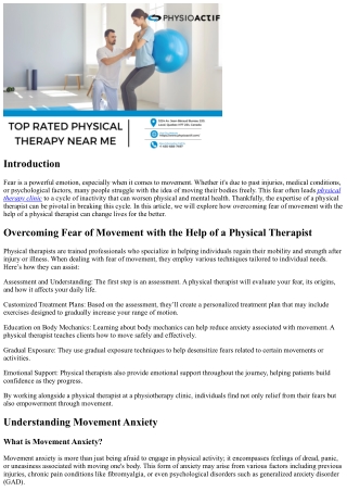 “Overcoming Fear of Movement with the Help of a Physical Therapist”