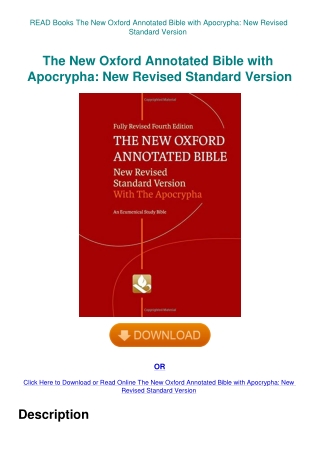 READ Books The New Oxford Annotated Bible with Apocrypha New Revised Standard Version