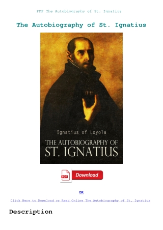 PDF The Autobiography of St. Ignatius