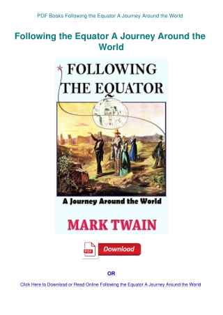 PDF Books Following the Equator A Journey Around the World