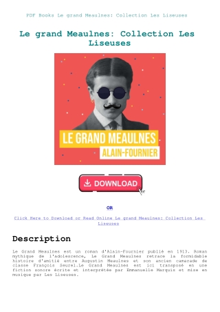 PDF Books Le grand Meaulnes Collection Les Liseuses