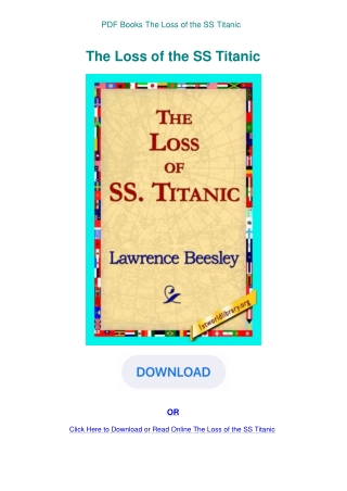 PDF Books The Loss of the SS Titanic