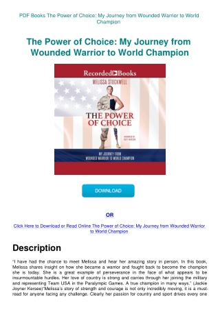 PDF Books The Power of Choice My Journey from Wounded Warrior to World Champion