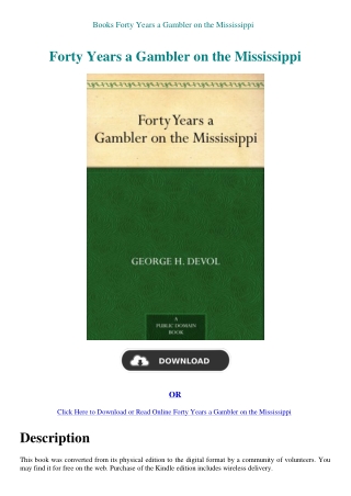Books Forty Years a Gambler on the Mississippi