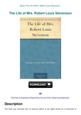 Books The Life of Mrs. Robert Louis Stevenson