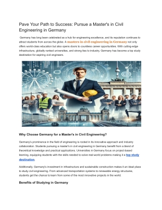 Pave Your Path to Success_ Pursue a Master's in Civil Engineering in Germany