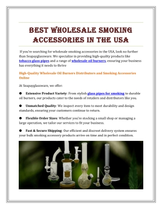 Best Wholesale Smoking Accessories in the USA