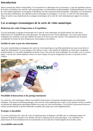 Les avantages économiques de la carte de visite numérique par rapport à la versi