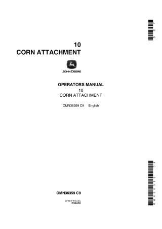 John Deere 10 Corn Attachment Operator’s Manual Instant Download (Publication No.OMN36359)