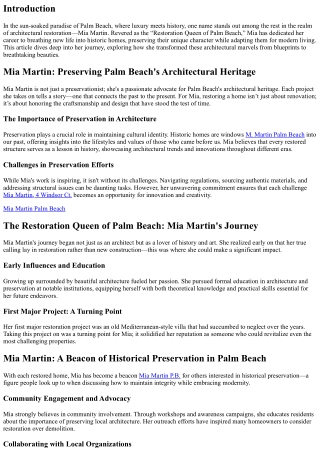 “From Blueprint to Beauty: The Journey of Restoration with Mia Martin”