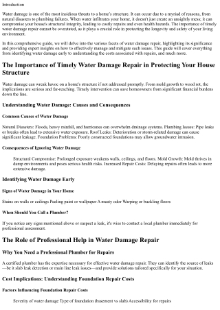 The Importance of Timely Water Damage Repair in Protecting Your House Structure