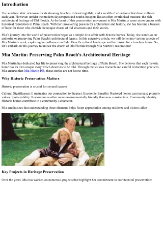 “Unlocking the Charm of Old Florida with Mia Martin's Restorations”