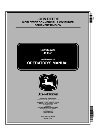 John Deere 44-Inch Snowblower Operator’s Manual Instant Download (Publication No.OMM152248)