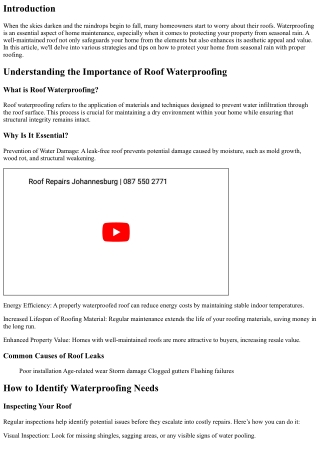 “How to Protect Your Home from Seasonal Rain with Proper Roofing”