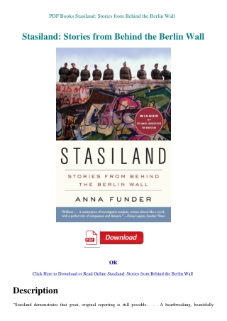 PDF Books Stasiland Stories from Behind the Berlin Wall