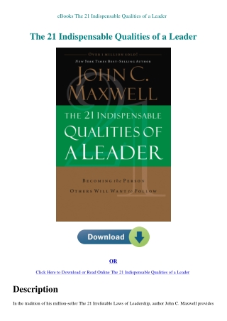 eBooks The 21 Indispensable Qualities of a Leader