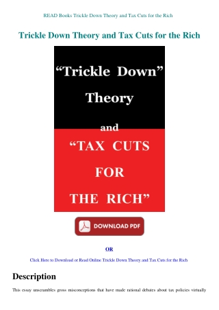 READ Books Trickle Down Theory and Tax Cuts for the Rich