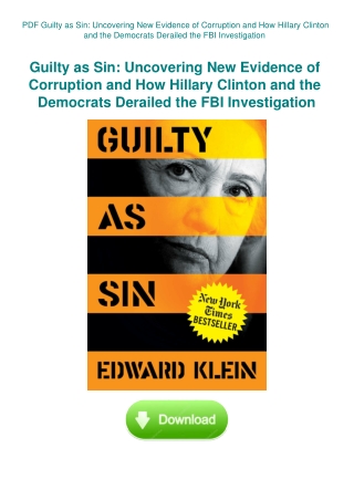 PDF Guilty as Sin Uncovering New Evidence of Corruption and How Hillary Clinton and the Democrats De
