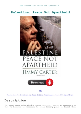 PDF Palestine Peace Not Apartheid