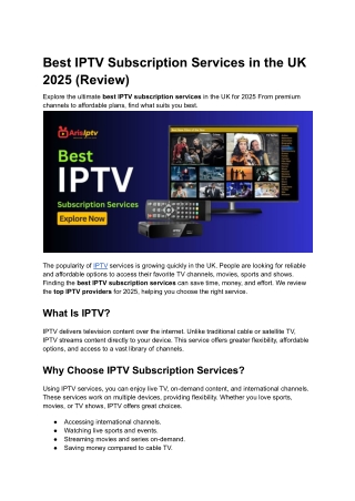 Best IPTV Subscription Services in the UK 2025 (Review)