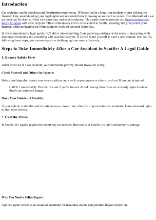 Steps to Take Immediately After a Car Accident in Seattle: A Legal Guide