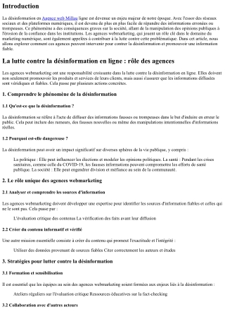 La lutte contre la désinformation en ligne : rôle des agences