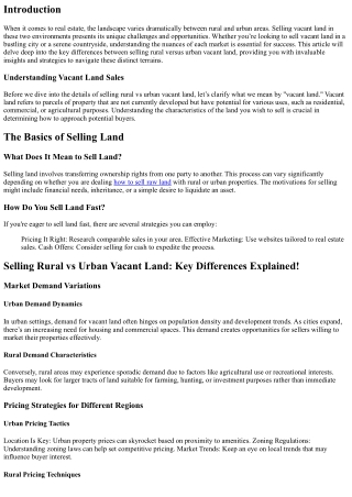 Selling Rural vs Urban Vacant Land: Key Differences Explained!