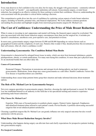 The Cost of Confidence: Understanding the Price of Male Breast Reduction