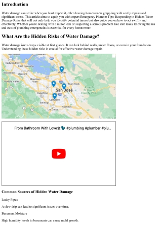 Emergency Plumber Tips: Responding to Hidden Water Damage Risks