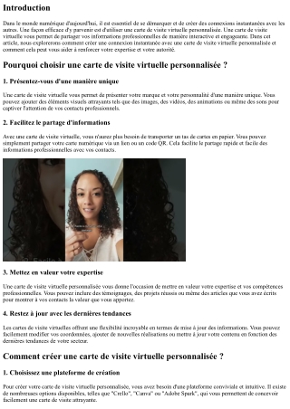 Créez une connexion instantanée avec une carte de visite virtuelle personnalisée