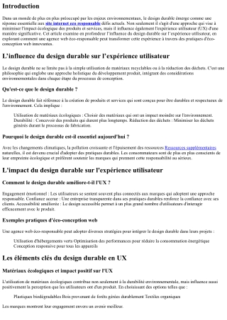 L’influence du design durable sur l’expérience utilisateur