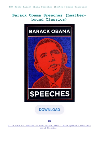 PDF Books Barack Obama Speeches (Leather-bound Classics)