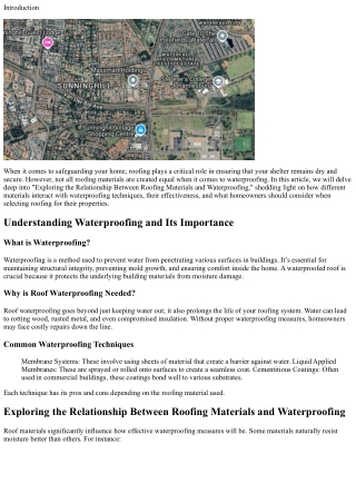 “Exploring the Relationship Between Roofing Materials and Waterproofing”
