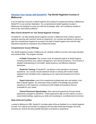 dental hygienist courses Melbourne _ dental101 Australia